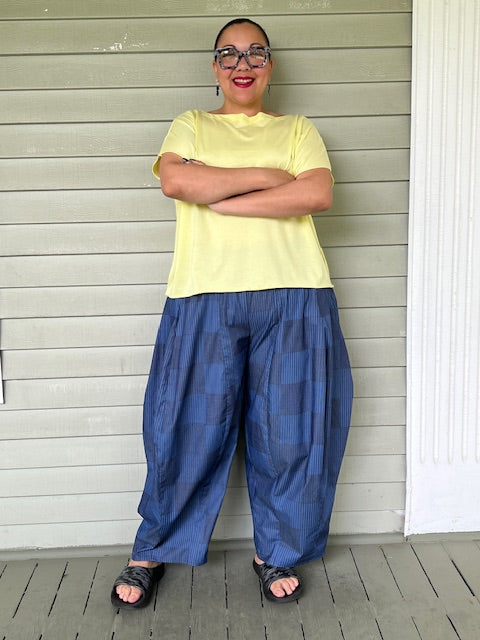 DTH 100% Cotton Tribal Print Denim Seamed Pants