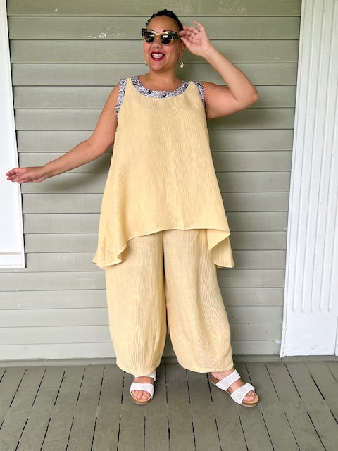 DTH Butter Colored Silk/Linen Sleeveless Tank