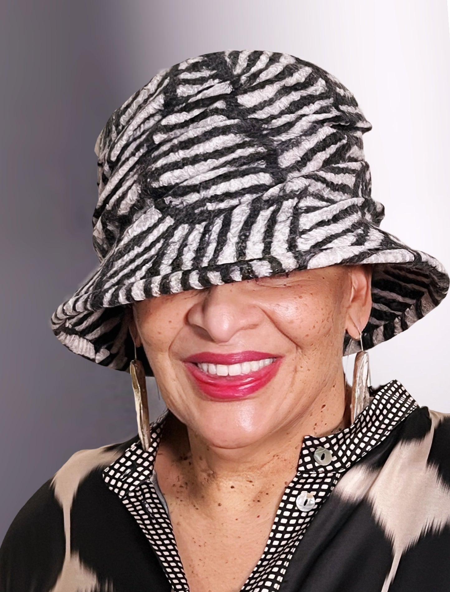 DTH Rouched Hat - Zebra Print