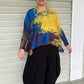 Vanite Couture Pleated Top in Purple, Yellow and Cobalt Blue