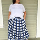 Box Pleat Skirt With gathered bubble hem  (Blue)