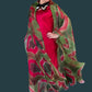 100% Hand Dyed Silk Organza Overlay Jacket ( Pink circles on green )