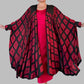 Hand Dyed Silk Cape Style Jacket  (Red/Black)
