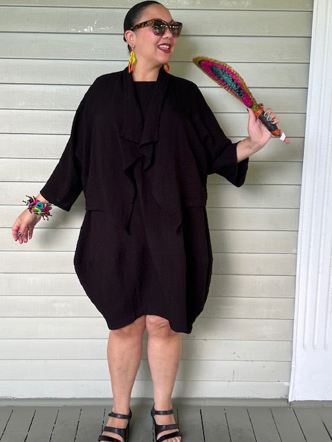 Eleven Stitch Shrug in Travel Fabric (Marine Blue or Black)