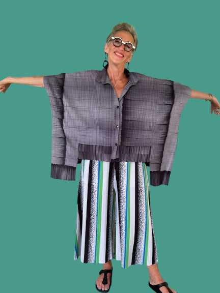 Vanite Couture Pleated Striped Pants
