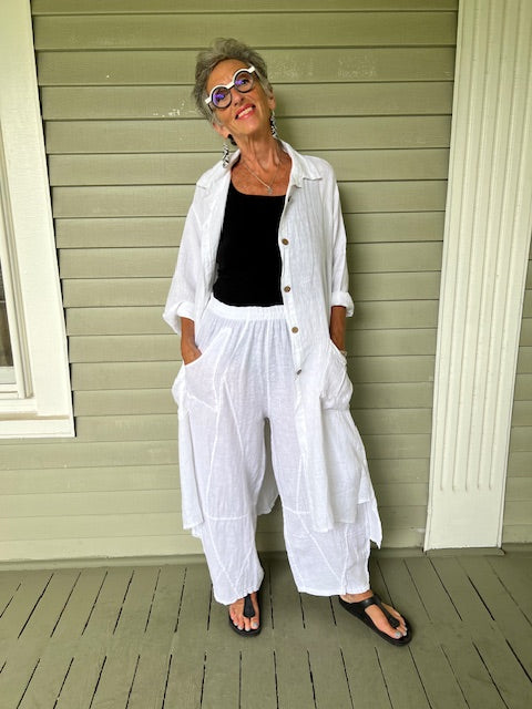 Linen Front Pocket Pants (Black or White)