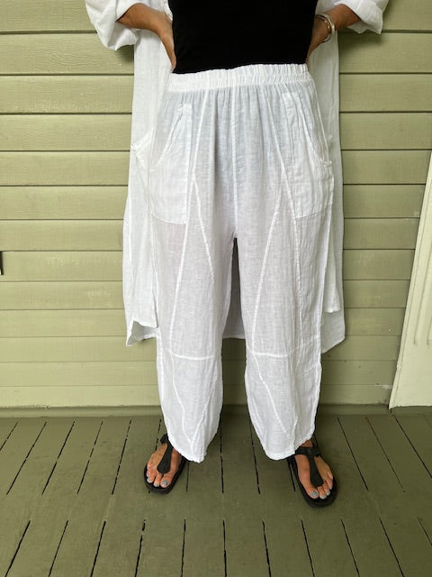 Linen Front Pocket Pants (Black or White)