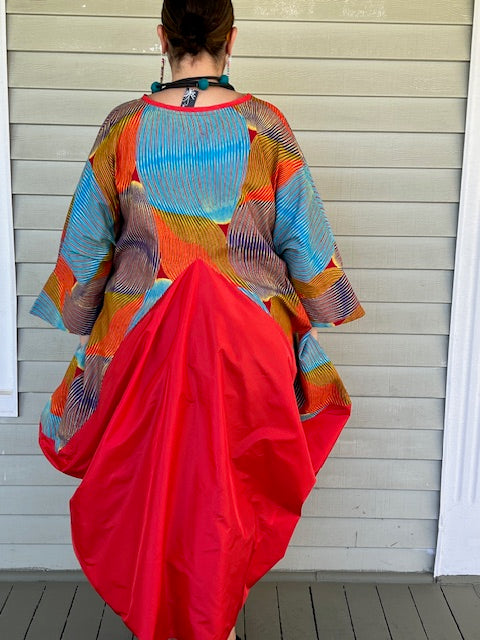 DTH Pyramid Dress -Cotton Ankara and Silk Taffeta