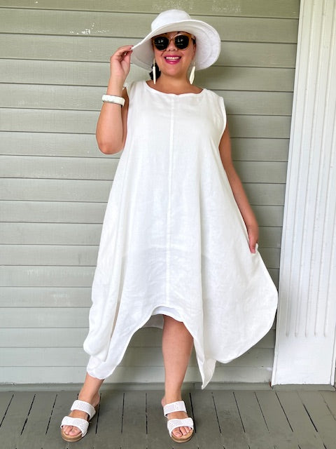 DTH Front Seam Bubble Dress in 100% Linen
