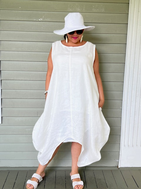 DTH Front Seam Bubble Dress in 100% Linen