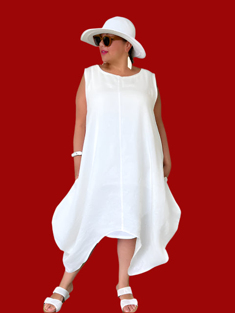 DTH Front Seam Bubble Dress in 100% Linen