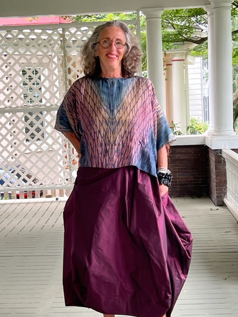 DTH Architect Skirt in 100% Silk Taffeta ( Burgundy)