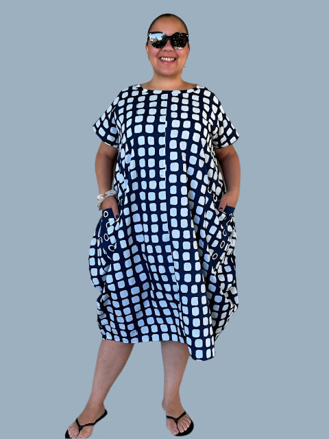 DTH 100% Indigo Cotton Batik Dress