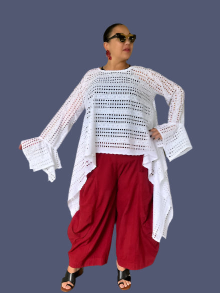 DTH 100% Cotton Eyelet Waterfall Top