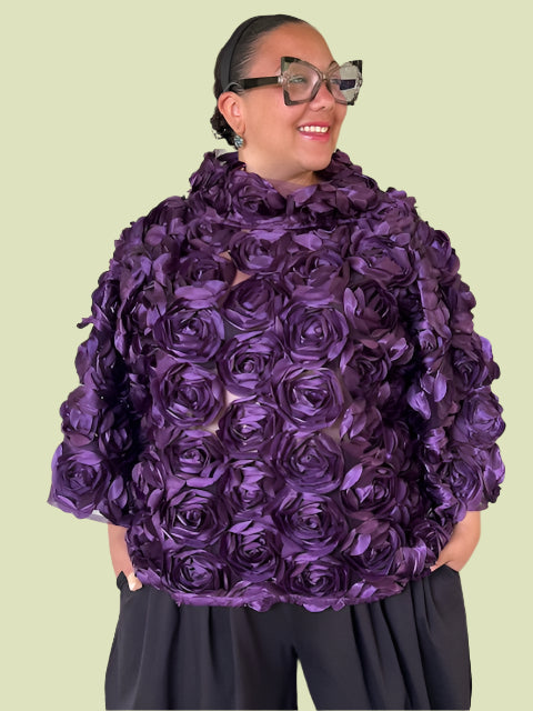 DTH Rose Garden Boxy Top (Eggplant)