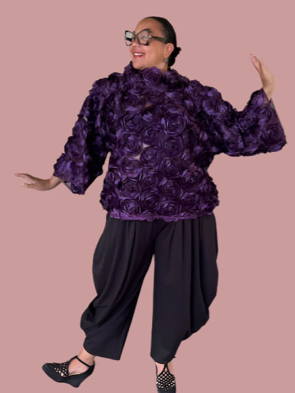 DTH Rose Garden Boxy Top (Eggplant)
