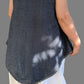 DTH 100% Japanese Linen Front Ruffle Top