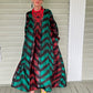 Silk Pleated Dress in Red, Black and Green