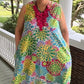 DTH 100% Tissue Cotton Aloha Floral Print Bubble Dress