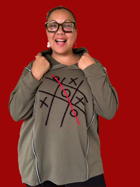 Tic Tac Toe Hooded Sweatshirt (Black or Brown)