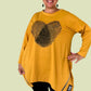 100% Cotton Heart Fingerprint Top (Red, Mustard, or Black)