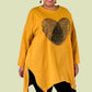 100% Cotton Heart Fingerprint Top (Red, Mustard, or Black)