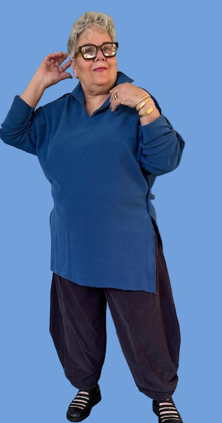 Gerties Eleven Stitch Funnel Tunic (Northsea and African Olive)