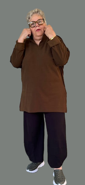 Gerties Eleven Stitch Funnel Tunic (Northsea and African Olive)
