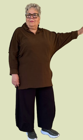 Gerties Eleven Stitch Funnel Tunic (Northsea and African Olive)