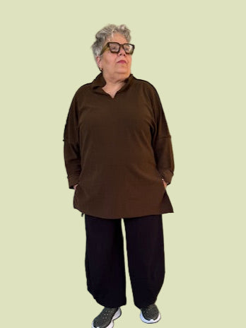 Gerties Eleven Stitch Funnel Tunic (Northsea and African Olive)