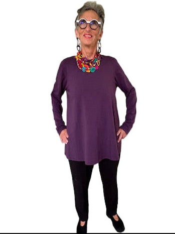 Gerties Eleven Stitch Long A-Line Top - Eggplant