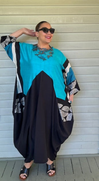 DTH Pyramid Dress -Turquoise and Black