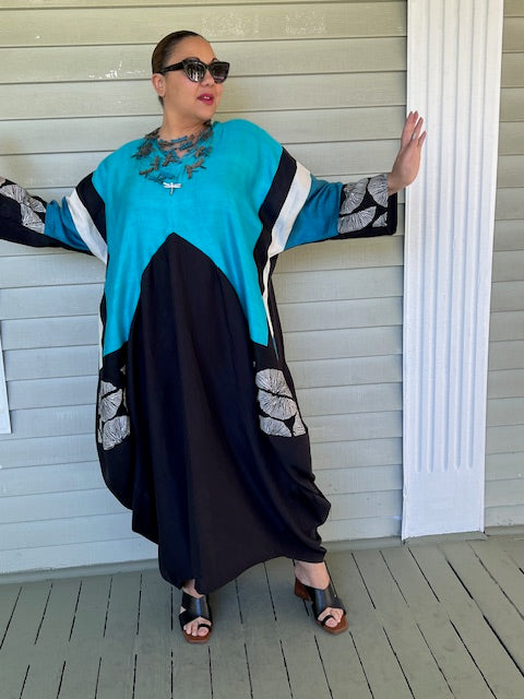 DTH Pyramid Dress -Turquoise and Black