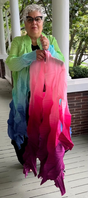 Vanite Couture Pleated Rainbow Duster (Pink/Maroon or Blue/Green)