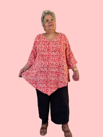 Coral Batik Crinkle Top