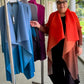 Vanite Couture Long Pleated Jacket (Orange, Blue, Gray, Fuchsia)