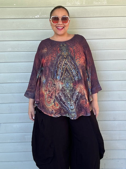 Sequined Kimono Style Chiffon Top