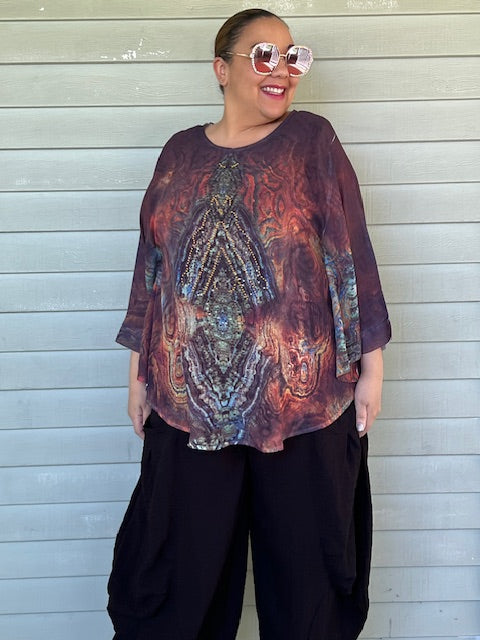 Sequined Kimono Style Chiffon Top