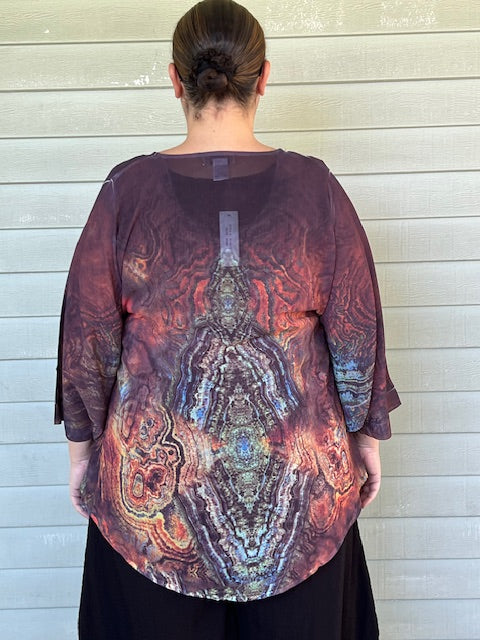 Sequined Kimono Style Chiffon Top