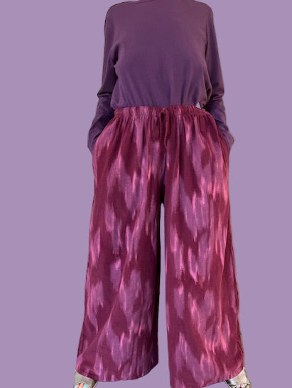 Brush Stroke Corduroy Pants (Navy/Green, Cranberry, or Violet/Gray)
