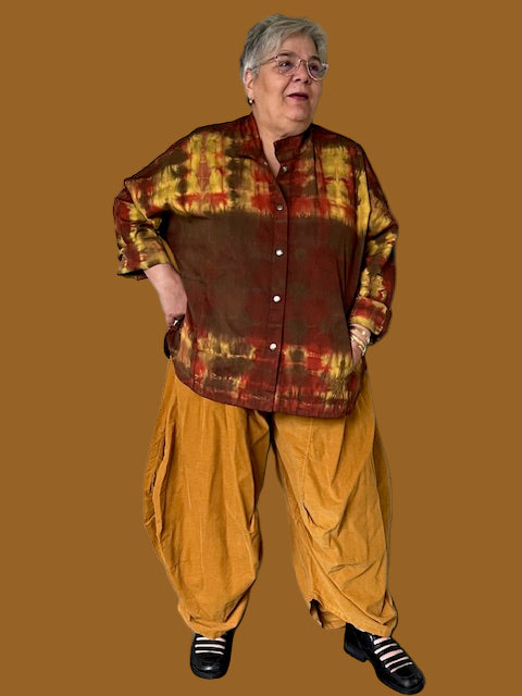 Tie Dyed Gerties Eleven Stitch Stand Up Collar Jacket (Amber)