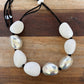 Eco Resin with Silver Plate and White Stones Necklace