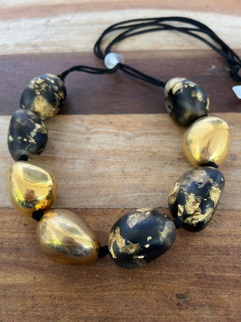 Eco Resin with 24K Plate and Marble Stones Necklace