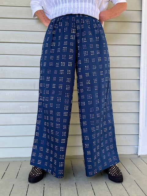 DTH 100% Cotton Wide Leg Square Dots Pants