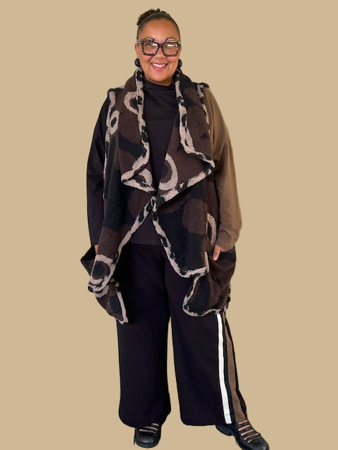 Alembika Piped Cozy Draped Vest (Floral)`