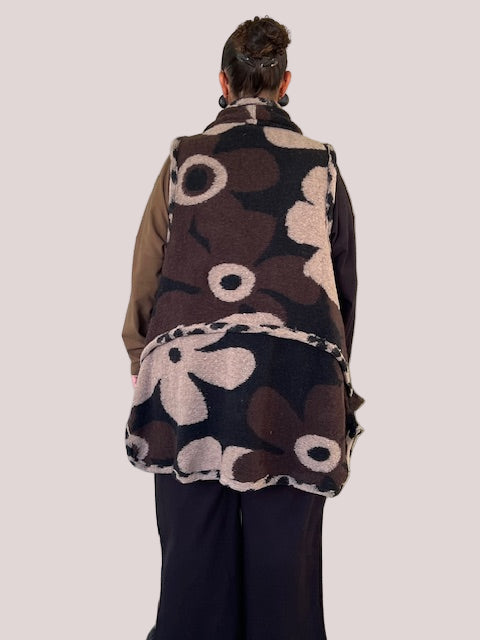 Alembika Piped Cozy Draped Vest (Floral)`