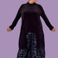 Alembika Velvet Hi Lo Mock Turtleneck Top