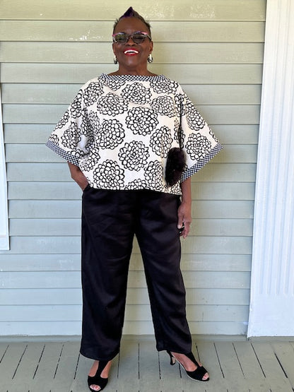 DTH Tapered Leg Linen Pants - (Black, Navy, or Mustard)