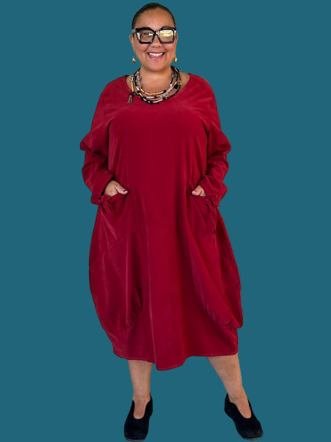 Transparente  Big Pocket Dress (Red)