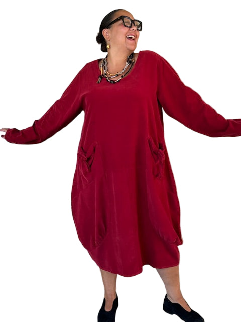 Transparente  Big Pocket Dress (Red)